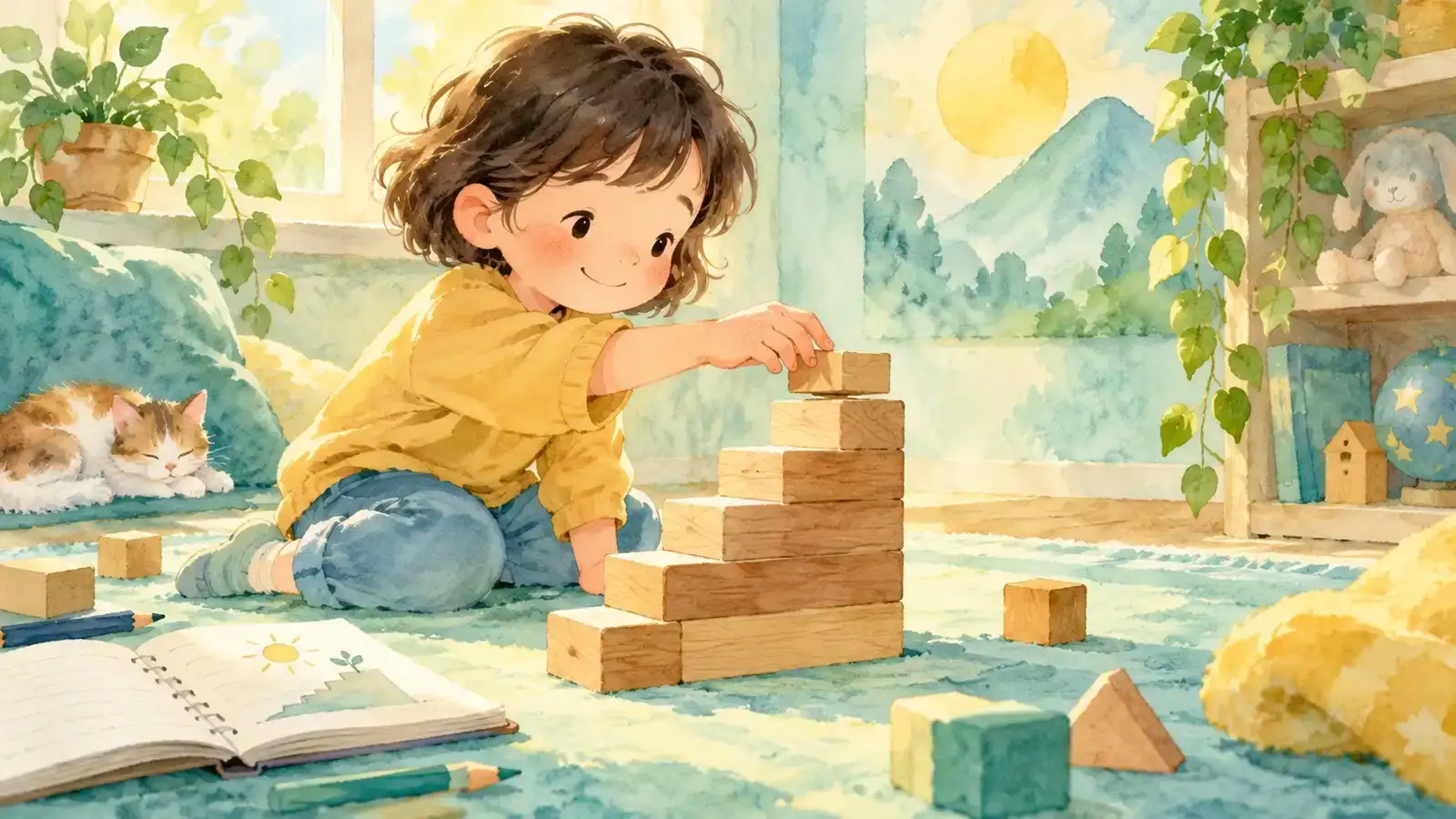 自分のペースで挑戦する子どものイラスト（イメージ）